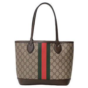Gucci Web tote bag Ophidia leather stripe brown GG Supreme